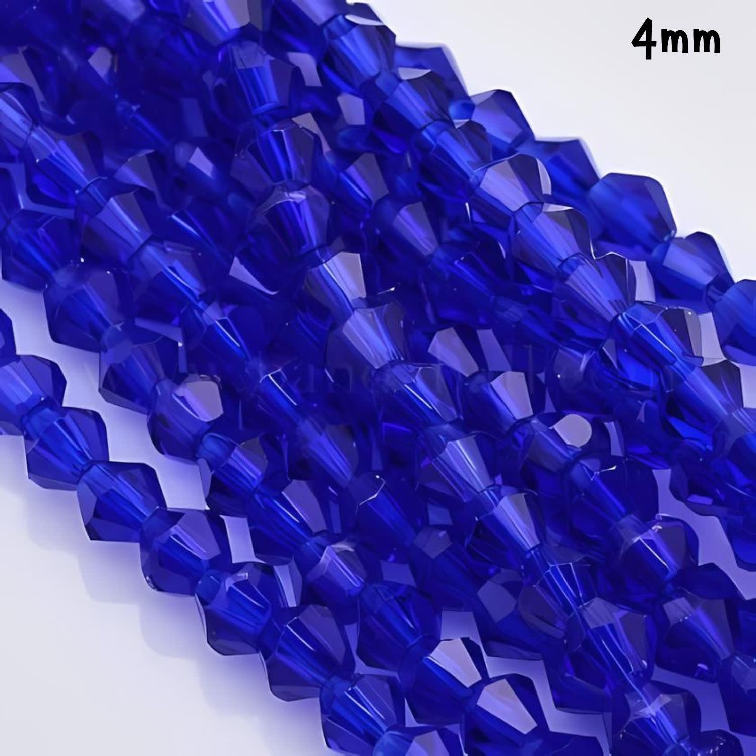 4mm Bicones, Blue, Approx 184pcs, Hole 1mm, Glass Beads, 16gms/0.56oz