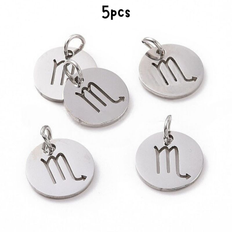 Scorpio Stainless Steel, 5pcs, 12x1mm, 5x0.8mm Jumprings, 2mm Hole, Zodiac Charms/Pendants, 5gms/0.18oz