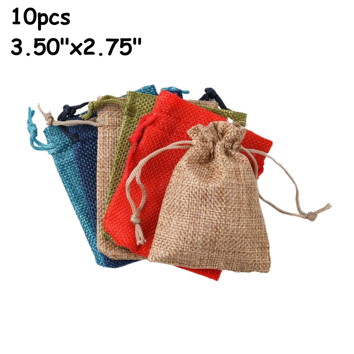 3.50&#39;&#39;x2.75&#39;&#39; Drawstring Pouches/Bags, 10pcs, Mixed Colors, Polyester, 79gms/2.79oz