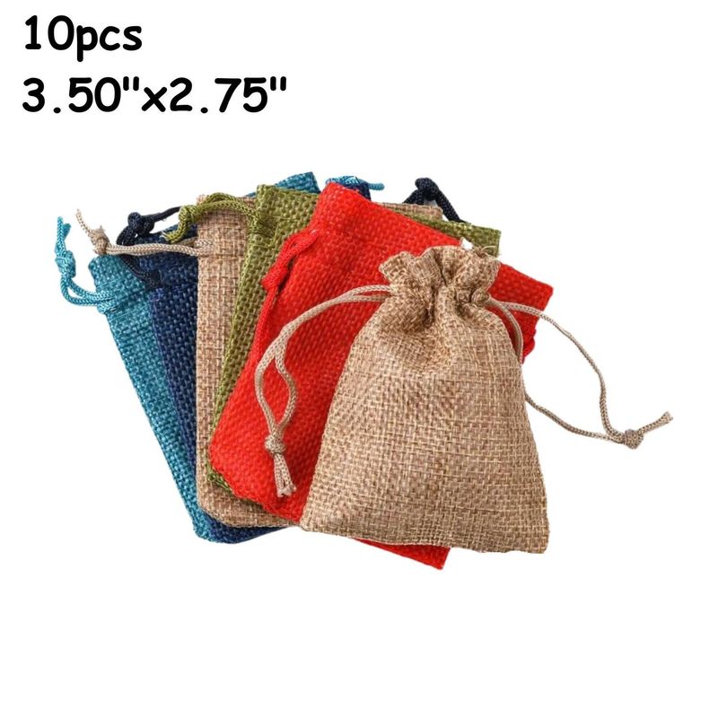 3.50&#39;&#39;x2.75&#39;&#39; Drawstring Pouches/Bags, 10pcs, Mixed Colors, Polyester, 79gms/2.79oz