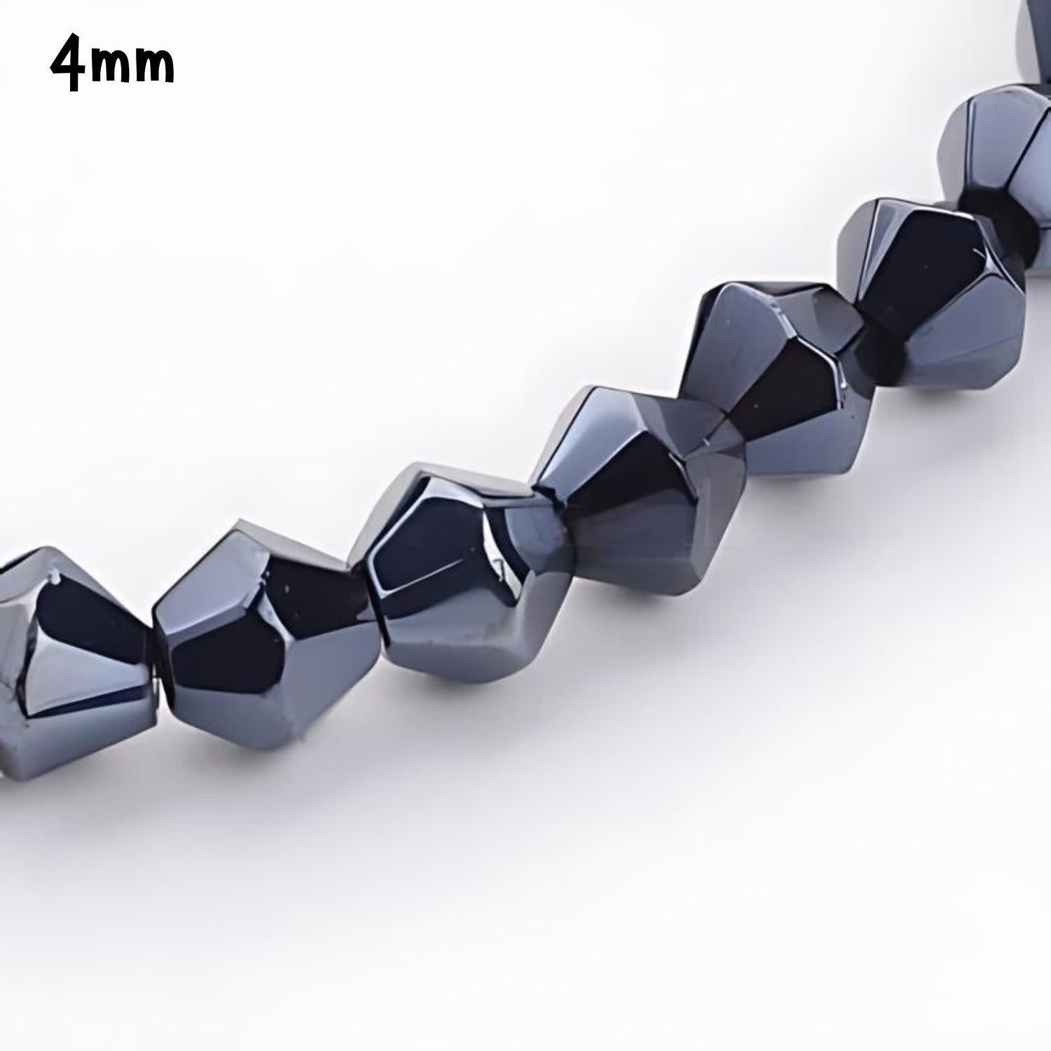 4mm Bicones, Gun Metal, Approx 140pcs, Hole 1mm, Glass Beads, 31gms/1.09oz