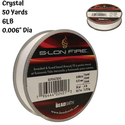 6lb S-Lon Fire, 50yds, Crystal, 0.006 inch/0.15mm Diameter, 28gms/1oz