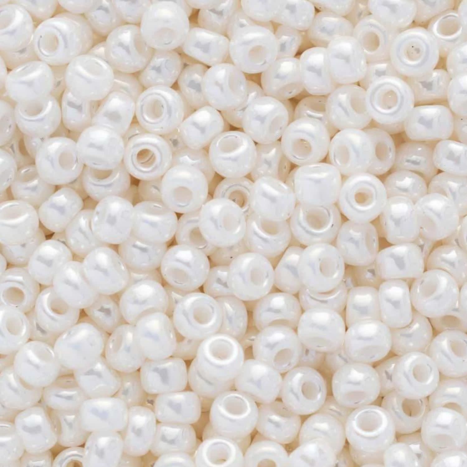 #8 Miyuki Seed Beads - Pearl White Ceylon, 8-9591-TB, Approx 858 Beads/22 Grams, 1 five inch tube