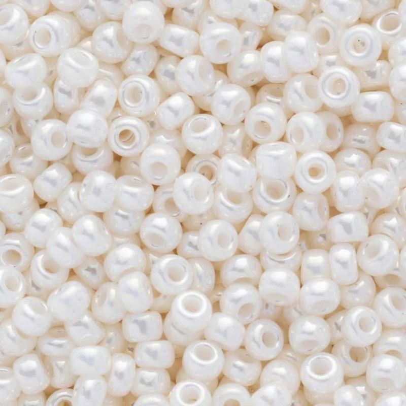 #8 Miyuki Seed Beads - Pearl White Ceylon, 8-9591-TB, Approx 858 Beads/22 Grams, 1 five inch tube