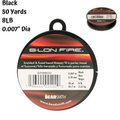 8lb S-Lon Fire, 50yds, Black, 0.007 inch/0.18mm  Diameter, 28gms/1oz