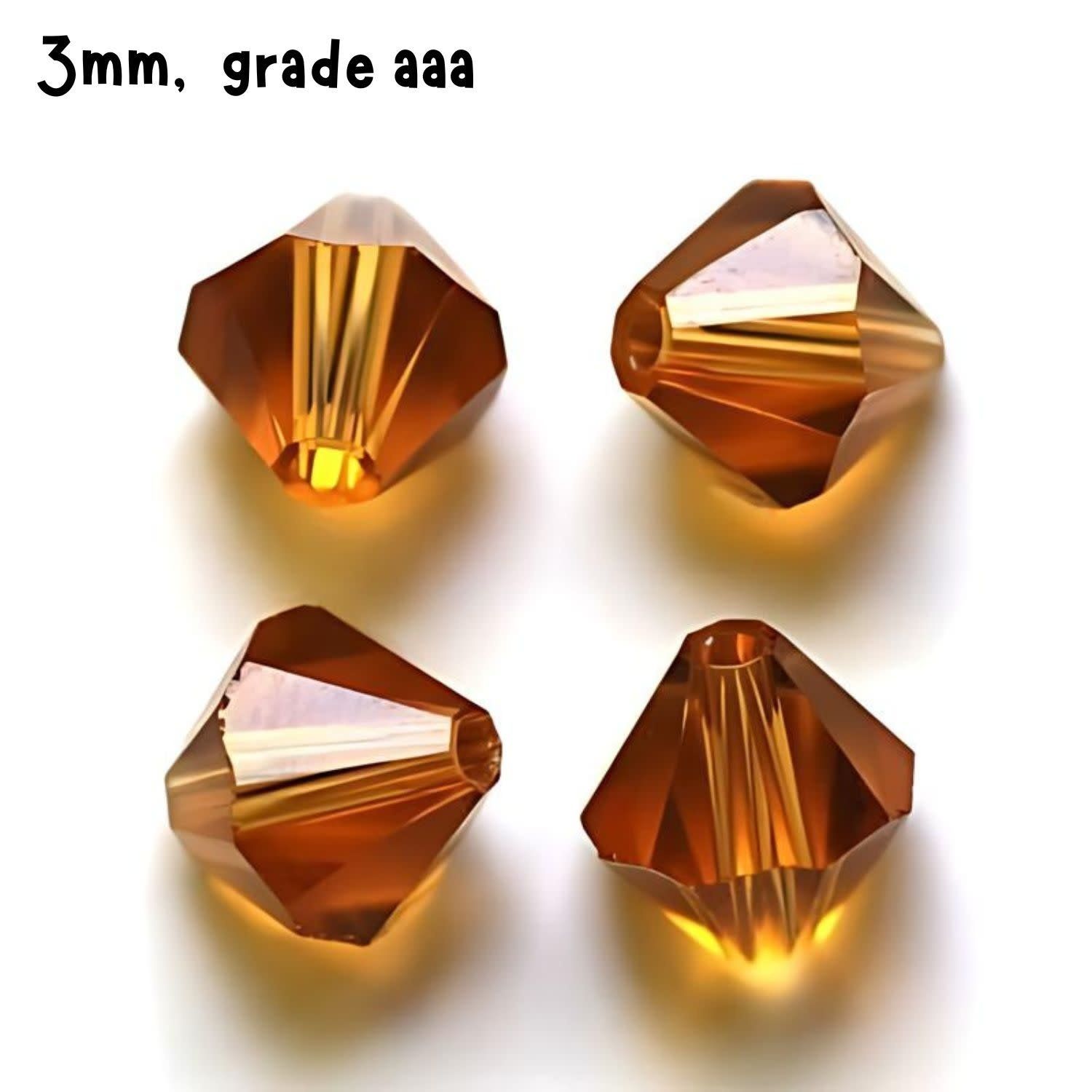 3mm Bicones, Peru, Approx 100pcs, Hole 0.7mm, Grade AAA, Glass Beads, 3gms/0.11oz