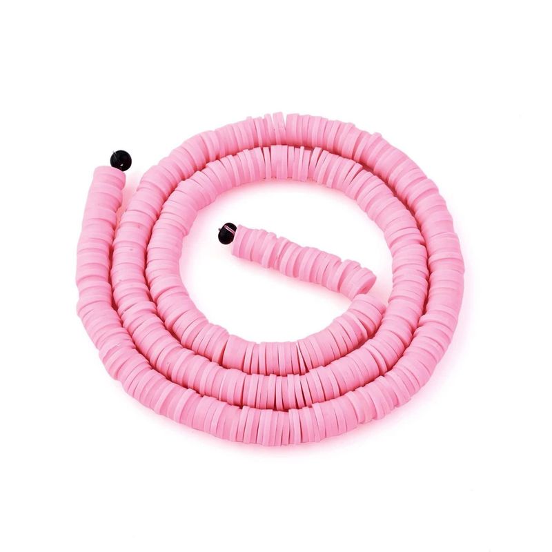 6x1mm Heishi Beads, Flamingo Pink, 380-400pcs, 17&quot; Strand, Polymer Clay, 21gms/0.74oz