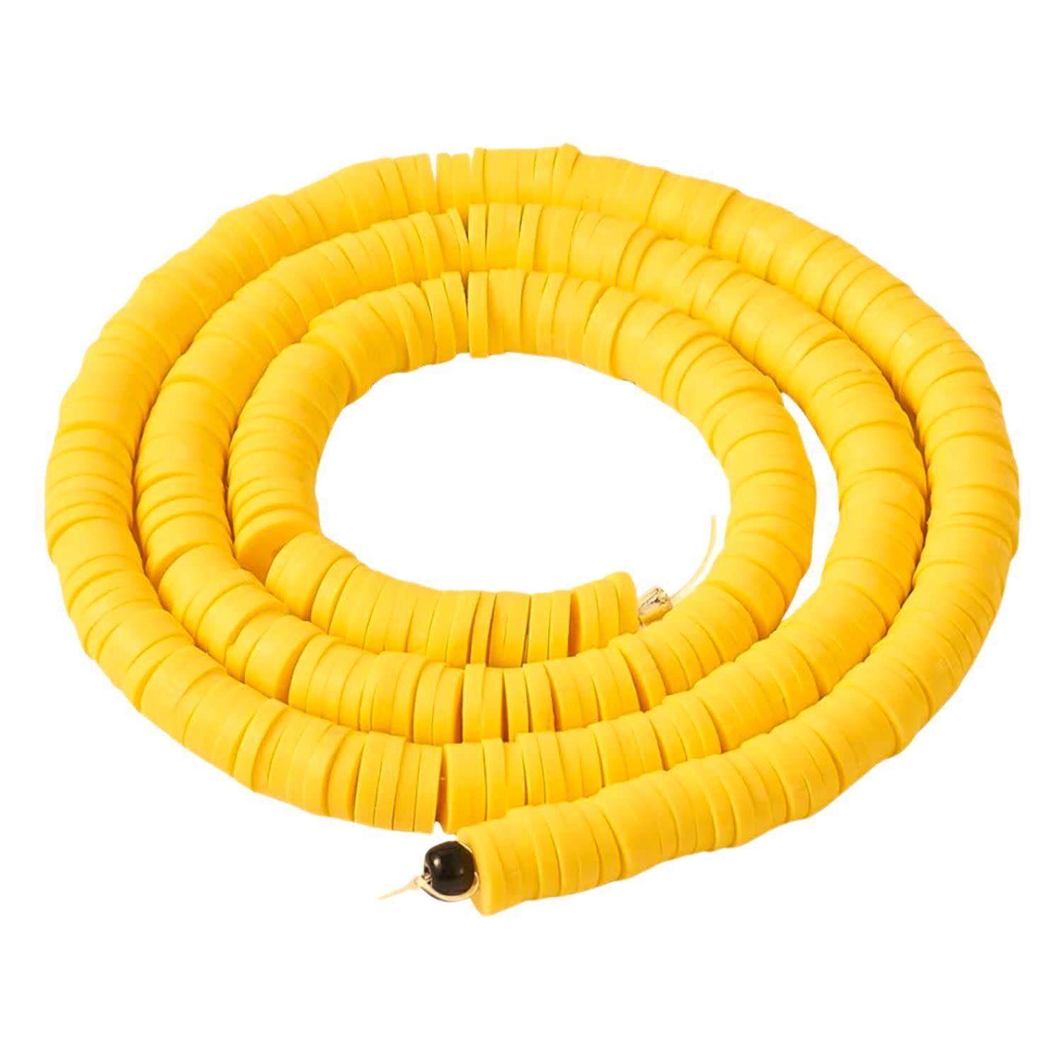 6x1mm Heishi Beads, Marigold Yellow, 380-400pcs, 17&quot; Strand, Polymer Clay, 21gms/0.74oz