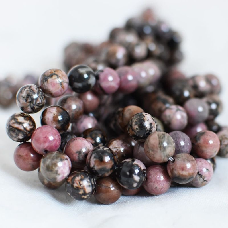 6mm Rhodonite, 15&#39;&#39; Strand, 60 Beads, Round, Natural, 1mm Hole, Gemstones, 0.98oz