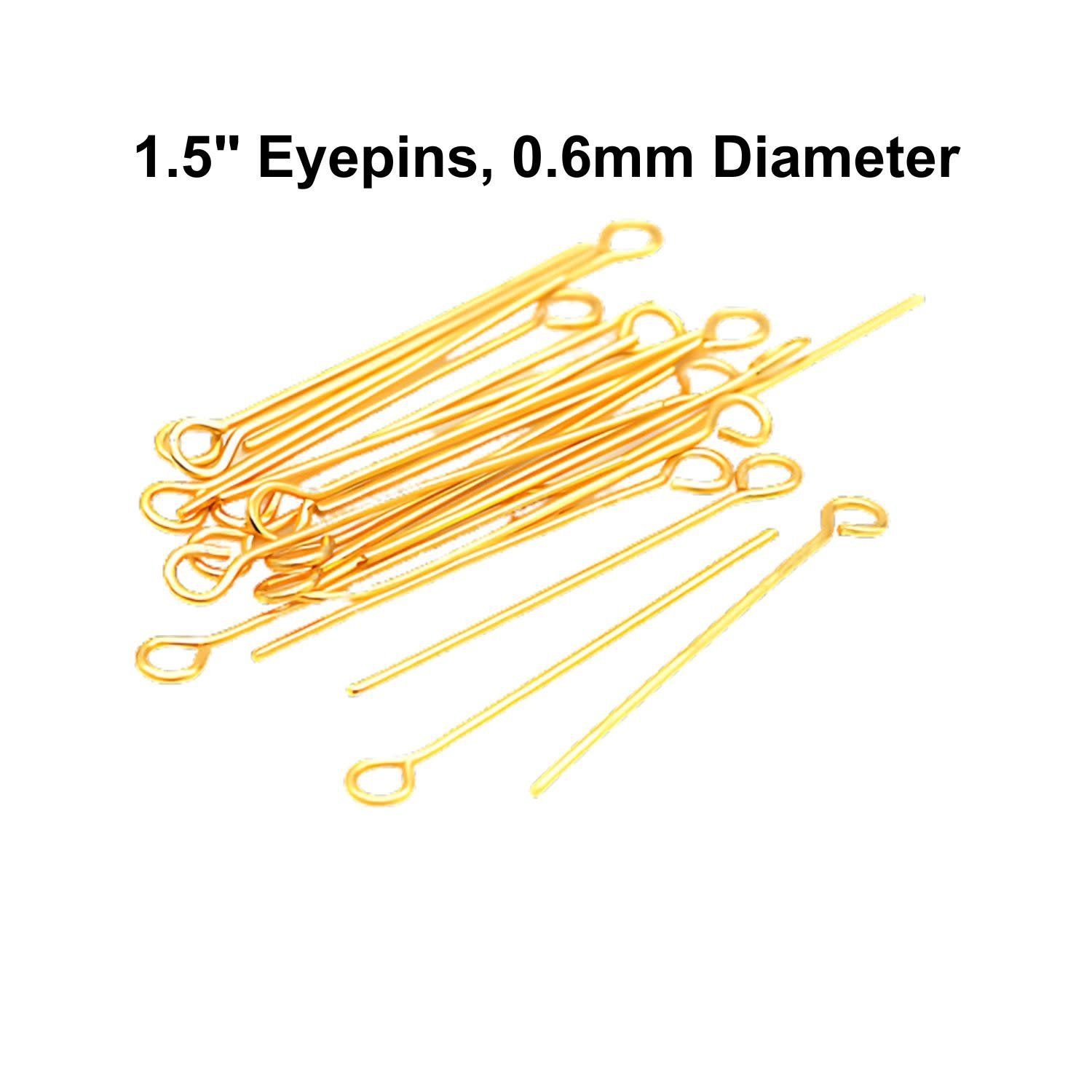 1.5&quot; GP Stainless Steel Eye Pins, Approx 50pcs, 0.6mm/22 Guage, 2mm Hole, 8gms/0.32oz