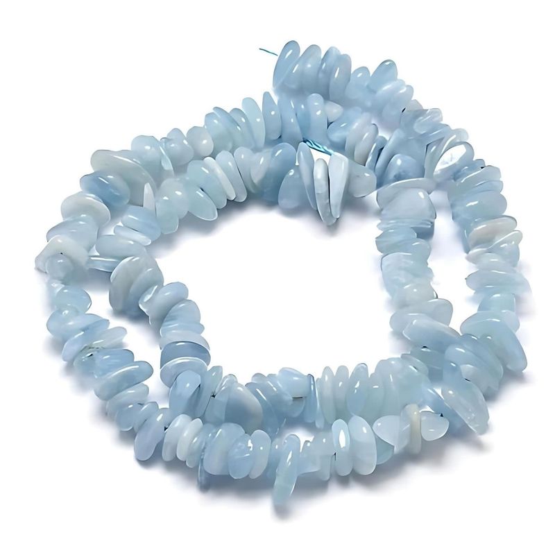 5-14x4-10mm Aquamarine Chips, 15&#39;&#39; Strand, Natural, 1mm Hole, Gemstones, 1.20oz
