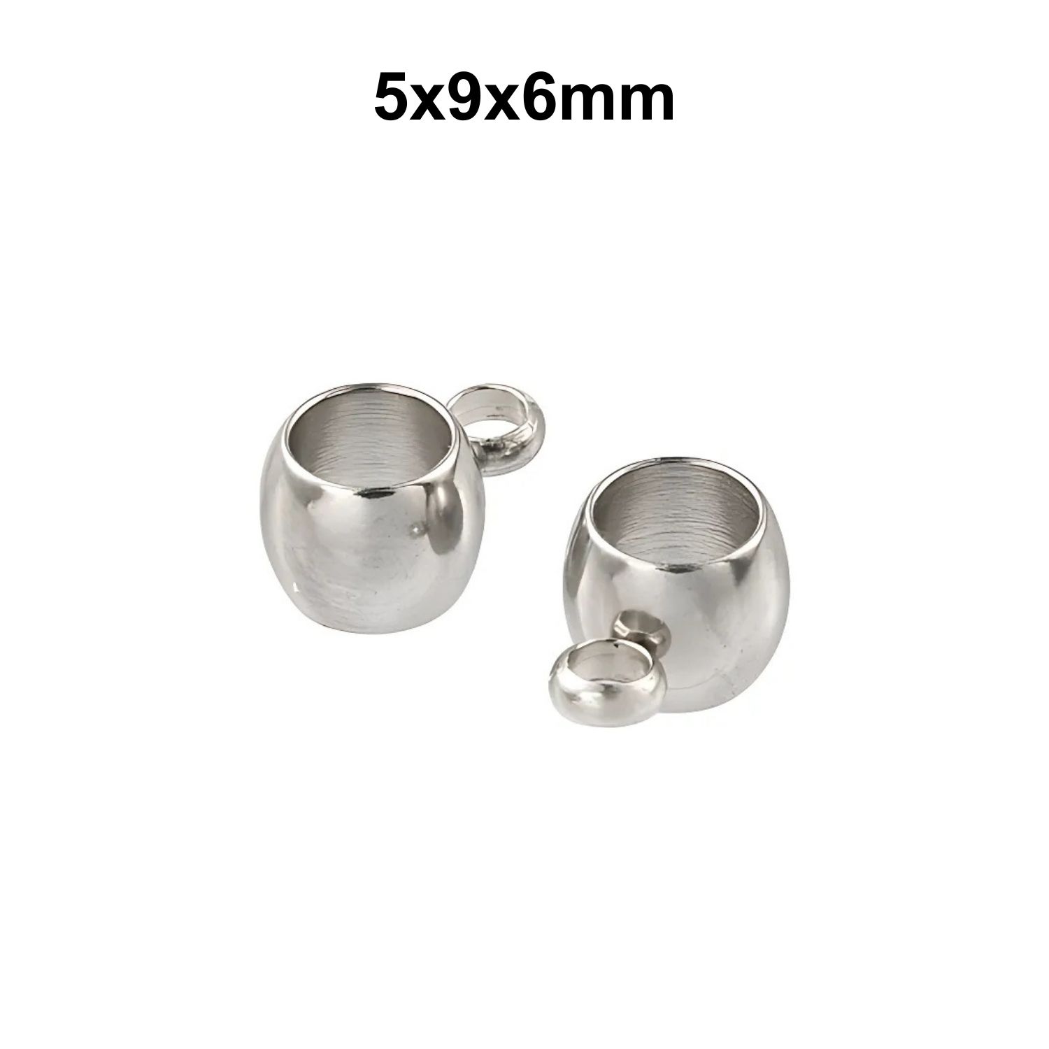 Stainless Steel Sliding Bails, 5pcs, 9x6x5mm, Hole: 1.8mm, Inner Diameter: 4mm, 3gms/0.11oz