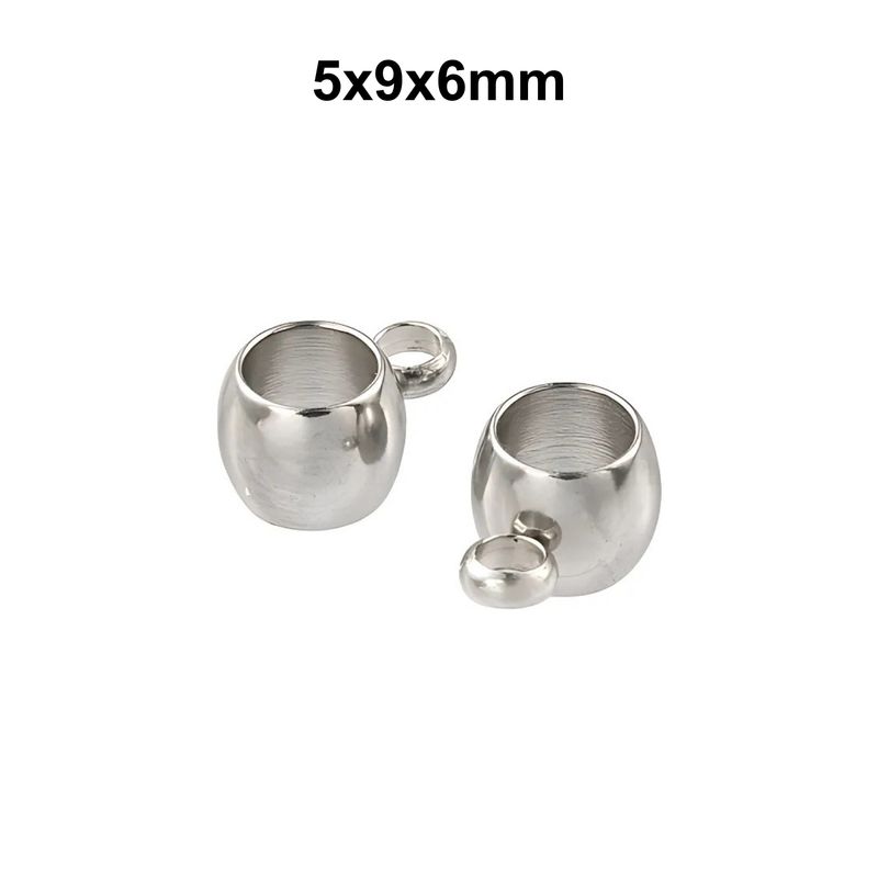 Stainless Steel Sliding Bails, 5pcs, 9x6x5mm, Hole: 1.8mm, Inner Diameter: 4mm, 3gms/0.11oz