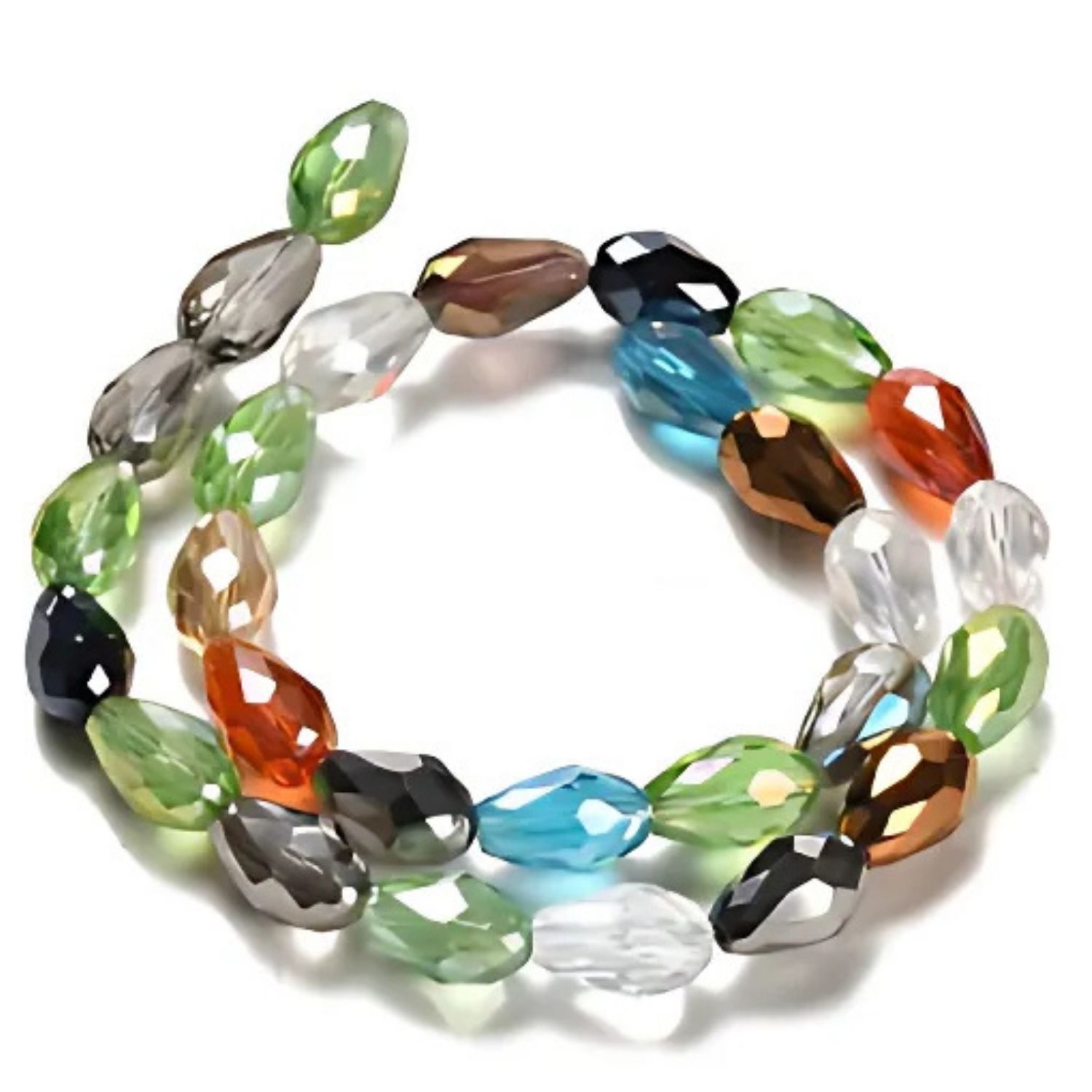 Teardrops Faceted Mixed Colors, Approx 28pcs, 16&quot; Strand, Glass Beads, 15x10mm, Hole: 1mm, 47gms/1.66oz