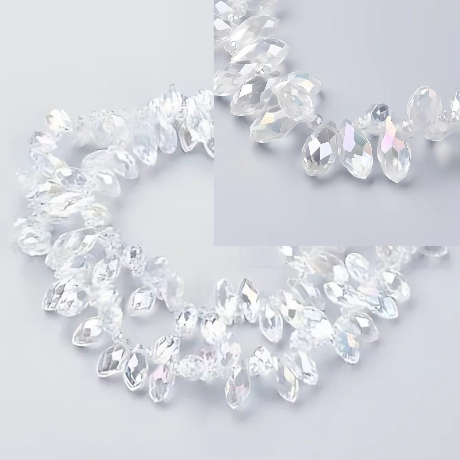 Teardrops Faceted Clear AB, Approx 100pcs, 16&quot; Strand, 13x6mm, Top Drilled Glass Beads, Hole: 1mm, charms/pendants, 44gms/1.55oz