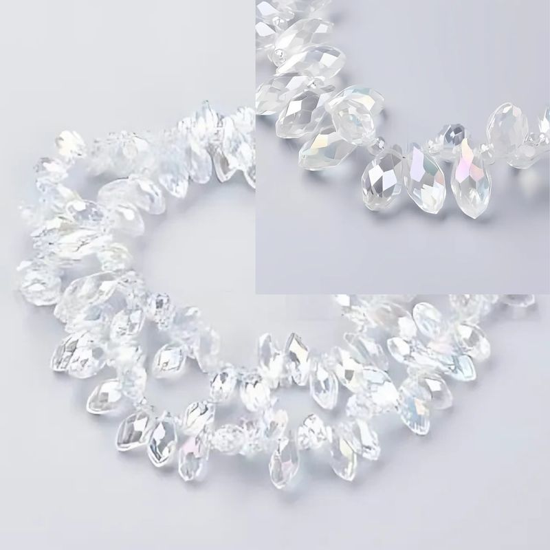 Teardrops Faceted Clear AB, Approx 100pcs, 16&quot; Strand, 13x6mm, Top Drilled Glass Beads, Hole: 1mm, charms/pendants, 44gms/1.55oz