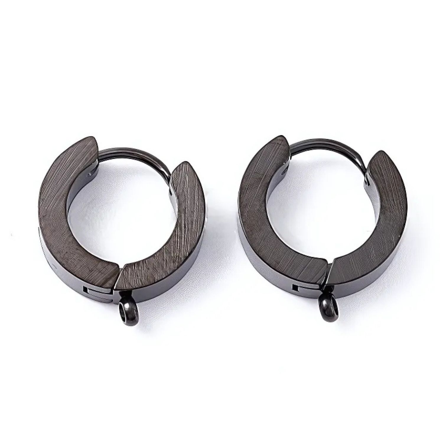 BP Stainless Steel Huggie Hoop Earrings, 2pcs, 15.5x14x3mm, w/1.6mm Loops, Pin: 1mm, 5gms/0.18oz