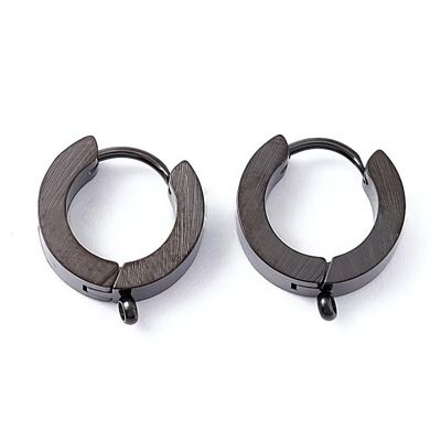BP Stainless Steel Huggie Hoop Earrings, 2pcs, 15.5x14x3mm, w/1.6mm Loops, Pin: 1mm, 5gms/0.18oz