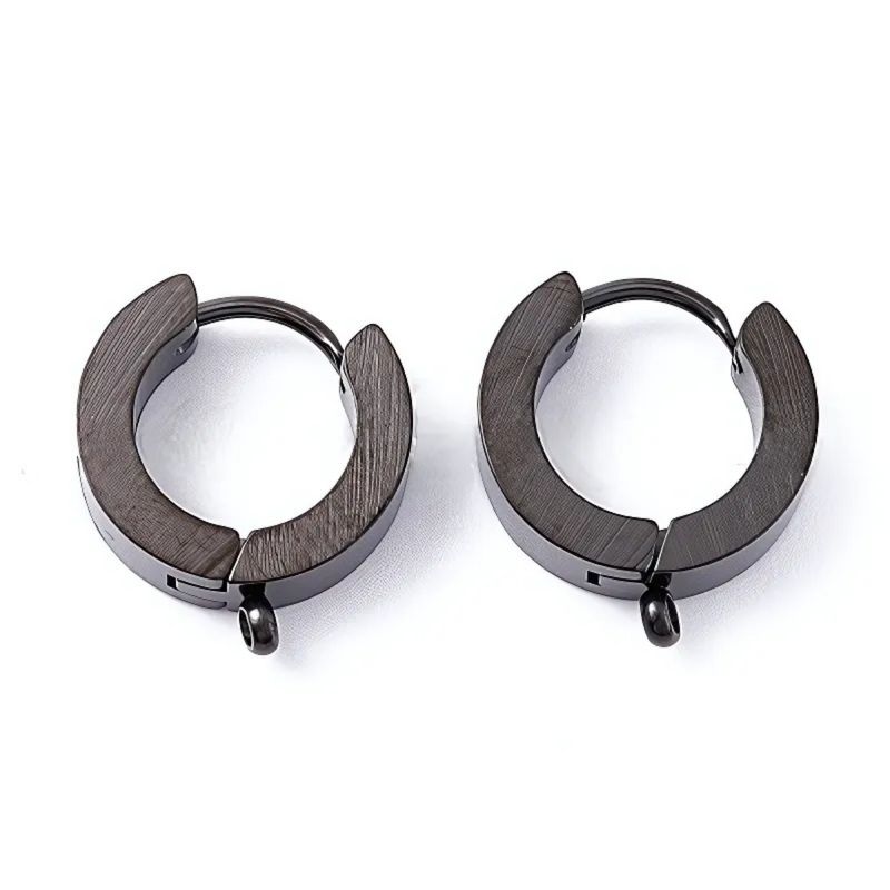 BP Stainless Steel Huggie Hoop Earrings, 2pcs, 15.5x14x3mm, w/1.6mm Loops, Pin: 1mm, 5gms/0.18oz
