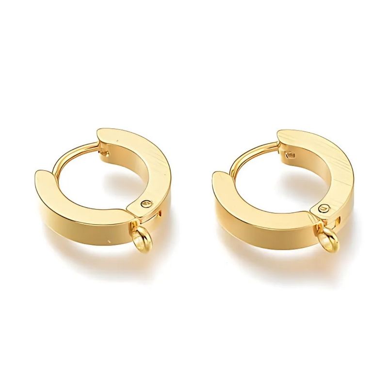 GP Stainless Steel Huggie Hoop Earrings, 2pcs, 15.5x14x3mm, w/1.6mm Loops, Pin: 1mm, 5gms/0.18oz