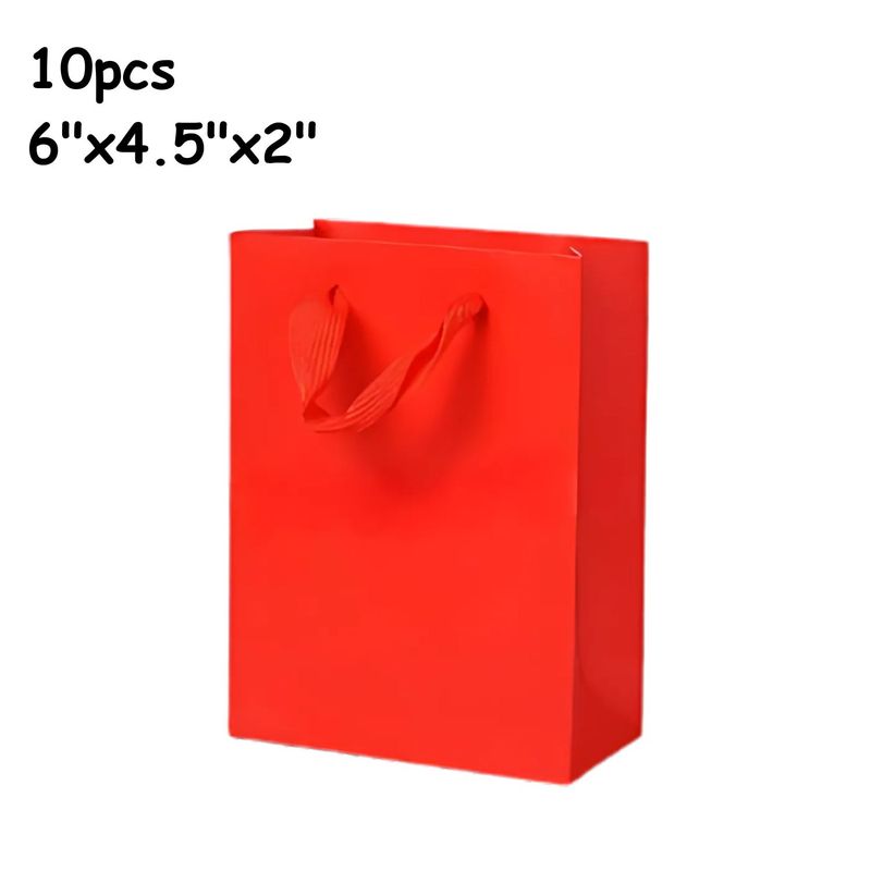 6&quot;x4.5&quot;x2&quot;, Red Paper Bags w/Nylon Cord Handles, 10pcs, 217gms/7.66oz