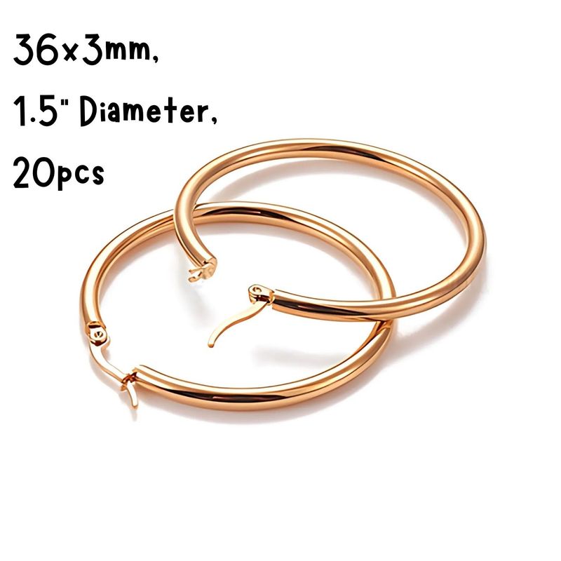 36mm GP Stainless Steel Earring Hoops, 20pcs, 36x3mm, 9 Guage, Ear Post 1x0.7mm, 110gms/3.88oz