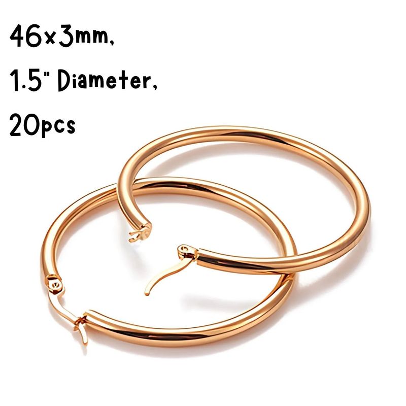 46mm GP Stainless Steel Earring Hoops, 20pcs, 46x3mm, 9 Guage, Ear Post 1x0.7mm, 149gms/5.26oz