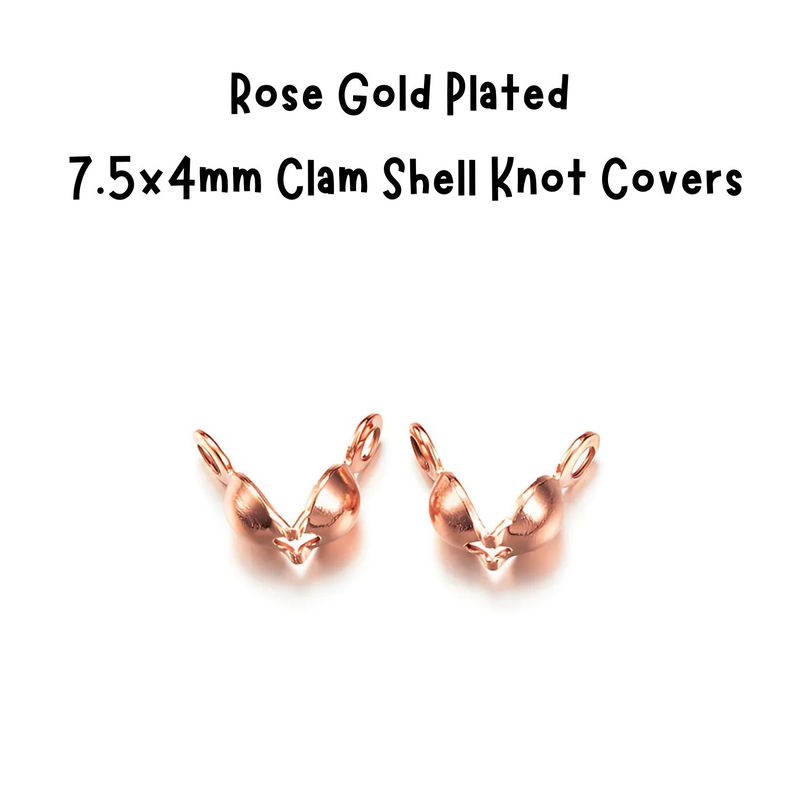 RGP Stainless Steel Clam Shell Knot Covers, Bead Tips, 20pcs, 7.5x4mm, 3gms/0.11oz