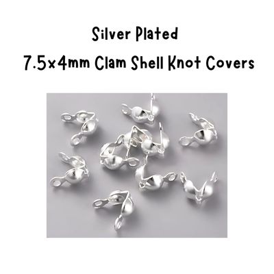 SP Stainless Steel Clam Shell Knot Covers, Bead Tips, 10pcs, 7.5x4mm, 2gms/0.07oz