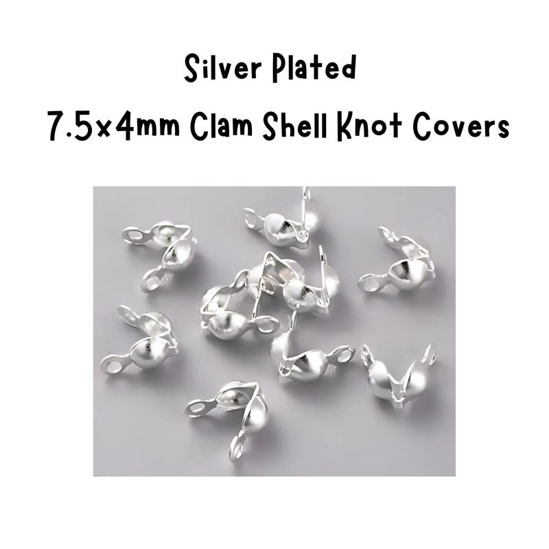 SP Stainless Steel Clam Shell Knot Covers, Bead Tips, 10pcs, 7.5x4mm, 2gms/0.407oz