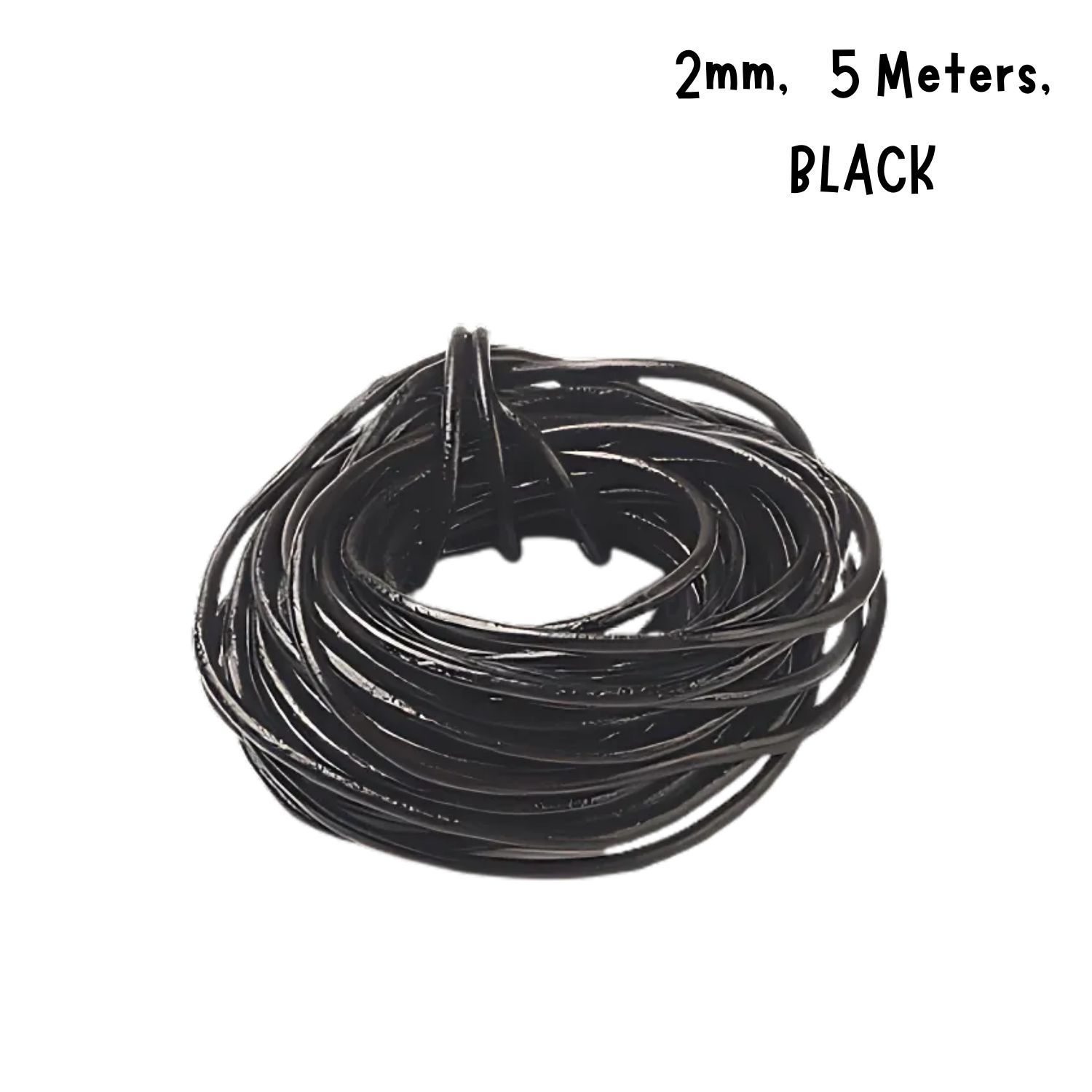 2mm BLACK Leather Cord, 16.4 Feet/5 Meters, 18gms/0.64oz