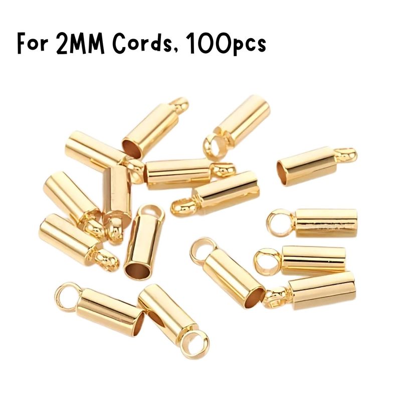 GP Stainless Steel Glue In Cord Ends, 100pcs, 8x2.5mm, For 2mm Cords, 12gms/0.42oz