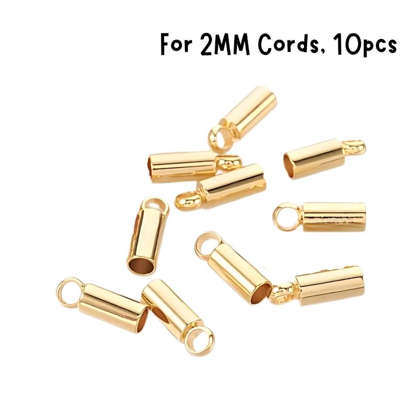 GP Stainless Steel Glue In Cord Ends, 10pcs, 8x2.5mm, For 2mm Cords, 2gms/0.07oz