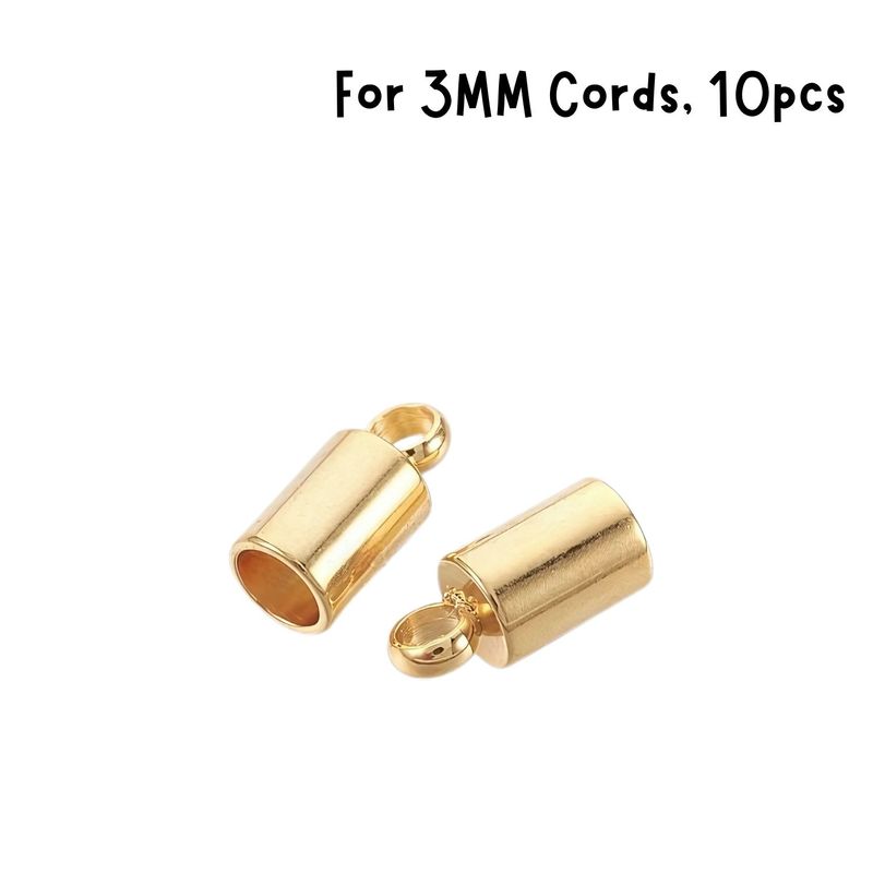 GP Stainless Steel Glue In Cord Ends, 10pcs, 9x4mm, For 3mm Cords, 5gms/0.18oz