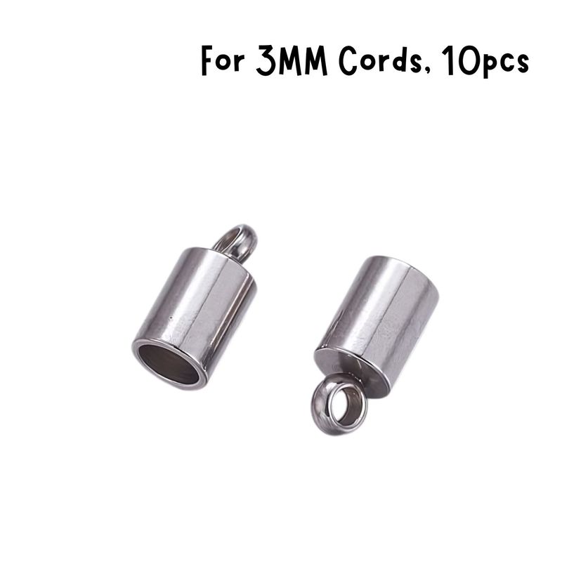 Stainless Steel Glue In Cord Ends, 20pcs, 8x4mm, For 3mm Cords, 8gms/0.28oz