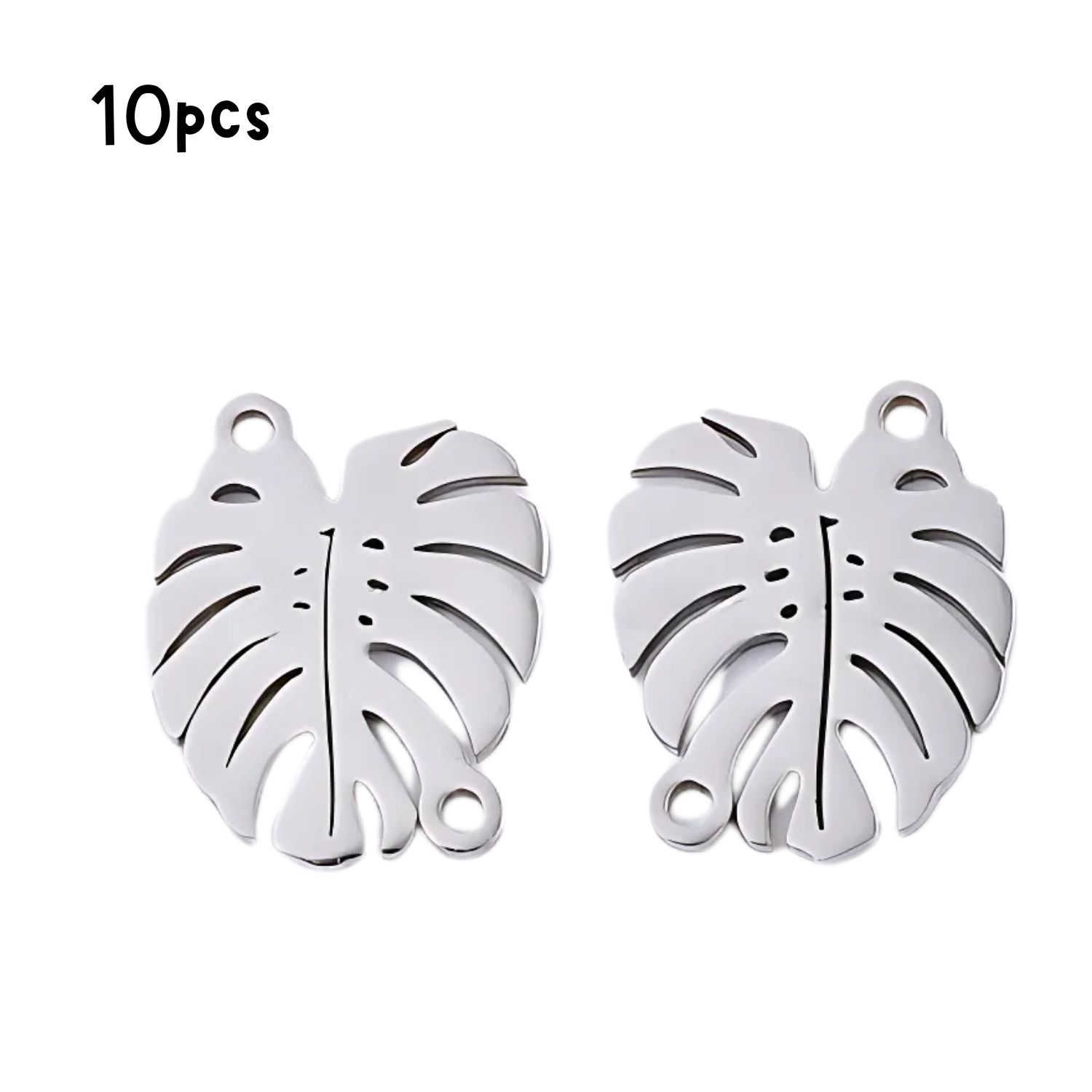Stainless Steel Leaf Links, 10pcs, 16.5x13x1mm, Hole 1.4mm, Connectors/Links, 27gms/0.95oz
