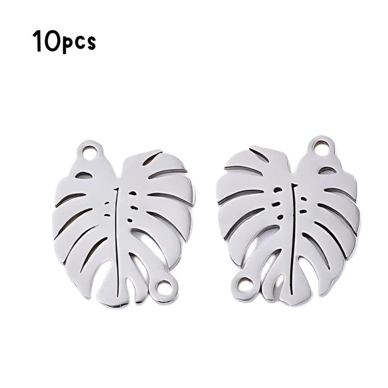 Stainless Steel Leaf Links, 10pcs, 16.5x13x1mm, Hole 1.4mm, Connectors/Links, 27gms/0.95oz