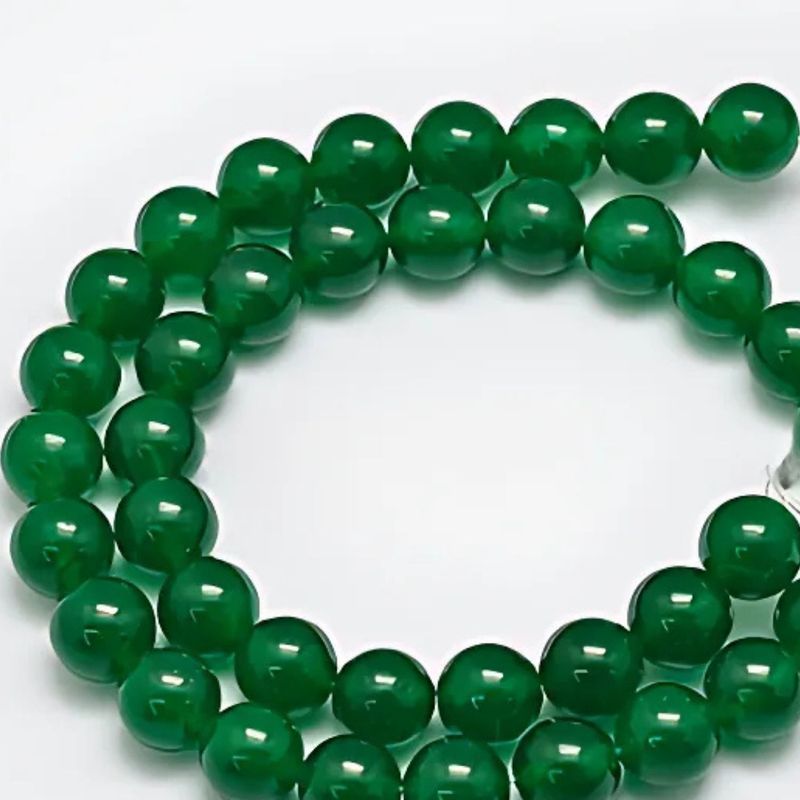10mm Malaysia Jade, Green, 15&quot; Strand, 38 Beads, Round, Natural &amp; Dyed, 1mm Hole, Gemstones, 2.29oz