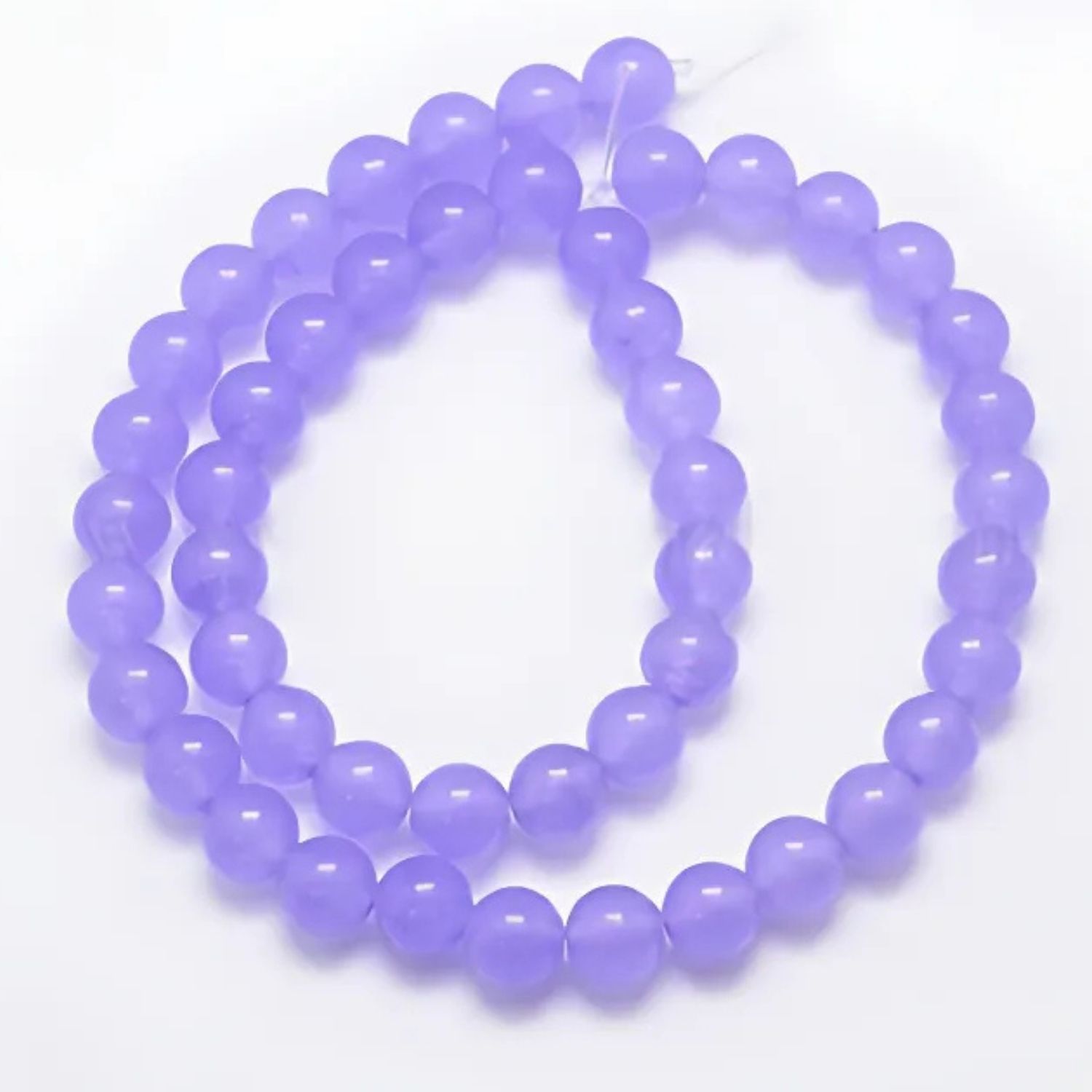 8mm Malaysia Jade, Medium Purple, 15&quot; Strand, , 48 Beads, Round, Natural &amp; Dyed, 1mm Hole, Gemstones, 1.48oz