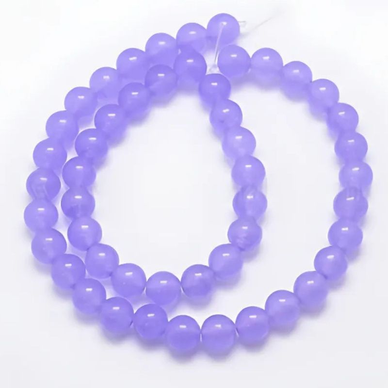 8mm Malaysia Jade, Medium Purple, 15&quot; Strand, , 48 Beads, Round, Natural &amp; Dyed, 1mm Hole, Gemstones, 1.48oz