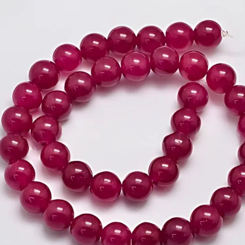 10mm Malaysia Jade, Medium Violet Red, 15&quot; Strand, 38 Beads, Round, Natural &amp; Dyed, 1mm Hole, Gemstones, 2.29oz