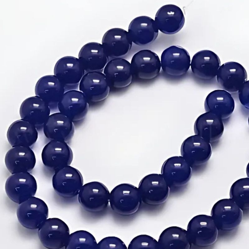 10mm Malaysia Jade, Dark Blue, 15&quot; Strand, 38 Beads, Round, Natural &amp; Dyed, 1mm Hole, Gemstones, 2.29oz