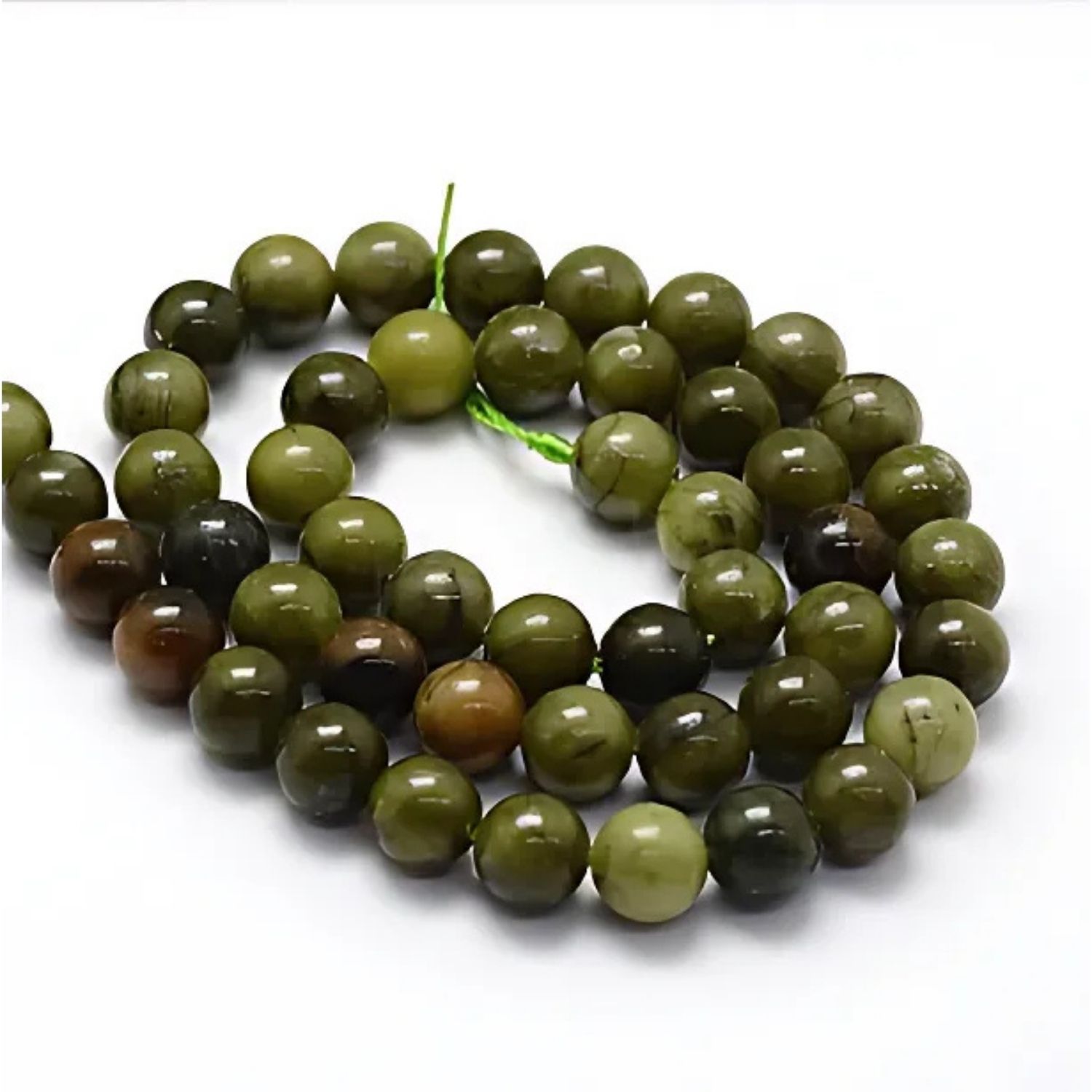 8mm Chinese Taiwan Jade, 15&#39;&#39; Strand, 48 Beads, Round, Natural, 1mm Hole, Gemstones, 1.26oz