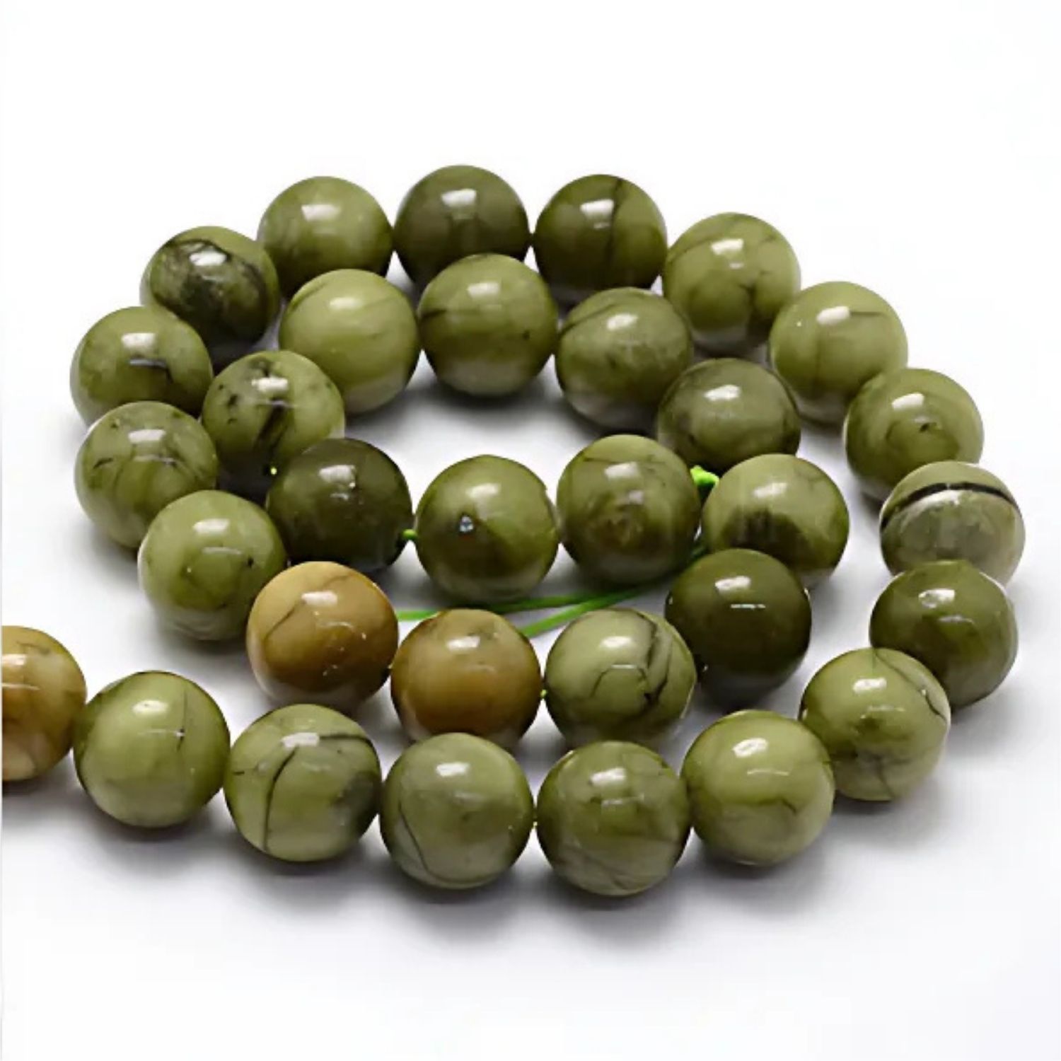 12mm Chinese Taiwan Jade, 15&#39;&#39; Strand, 32 Beads, Round, Natural, 1mm Hole, Gemstones, 2.13oz