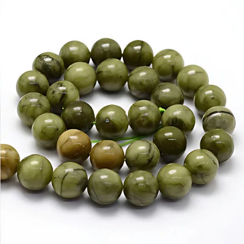 12mm Chinese Taiwan Jade, 15&#39;&#39; Strand, 32 Beads, Round, Natural, 1mm Hole, Gemstones, 2.13oz