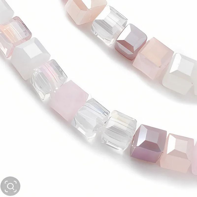 4x4x4mm Faceted Cubes, 15&quot; Strand, Approx 100pcs Per Strand, Shades of Pink, Hole 1mm, Glass Beads, 14gms/0.49oz