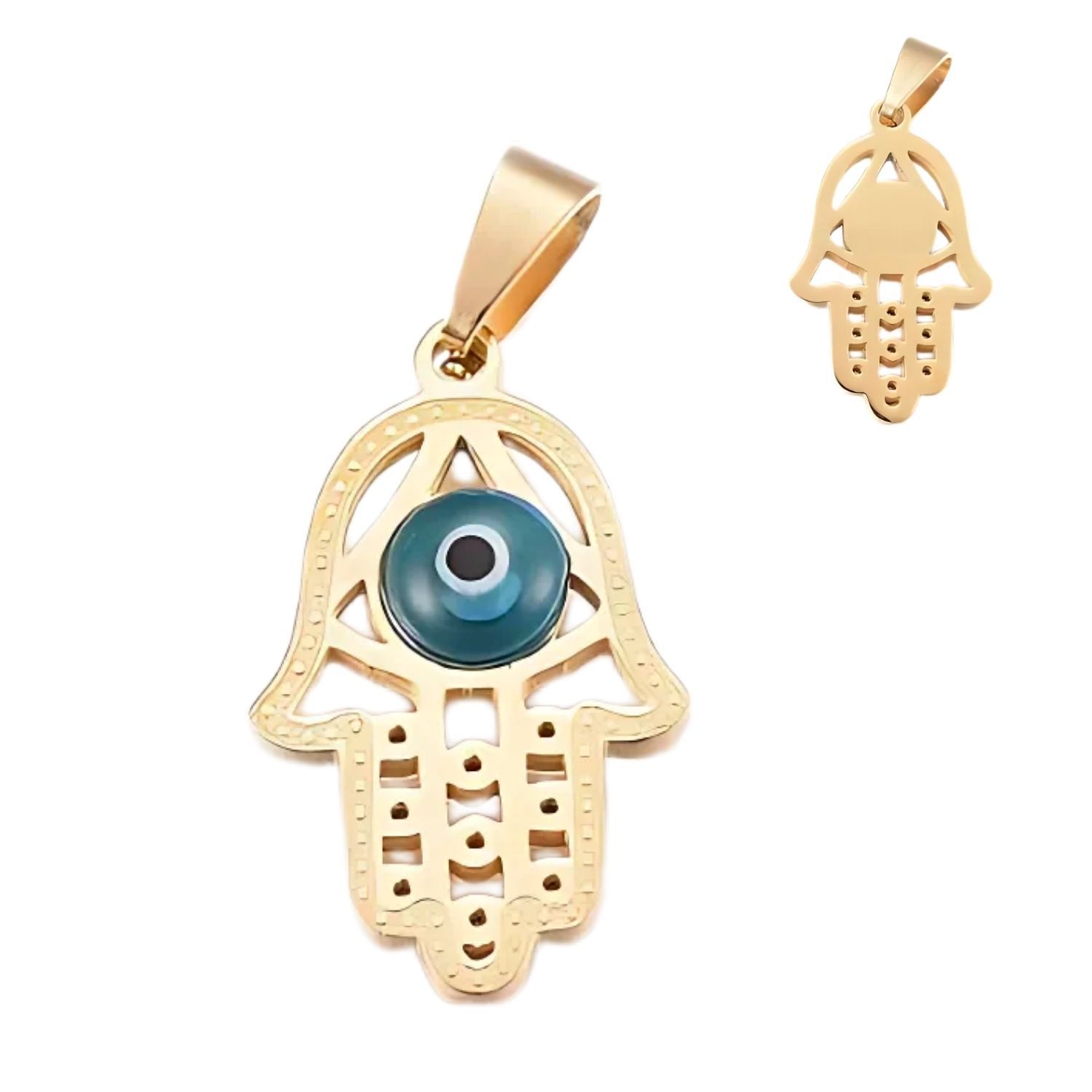 GP Stainless Steel Hamsa, 1pc, 24x15x2mm, Bail 7x5mm, Charms/Pendants, 3gms/0.11oz