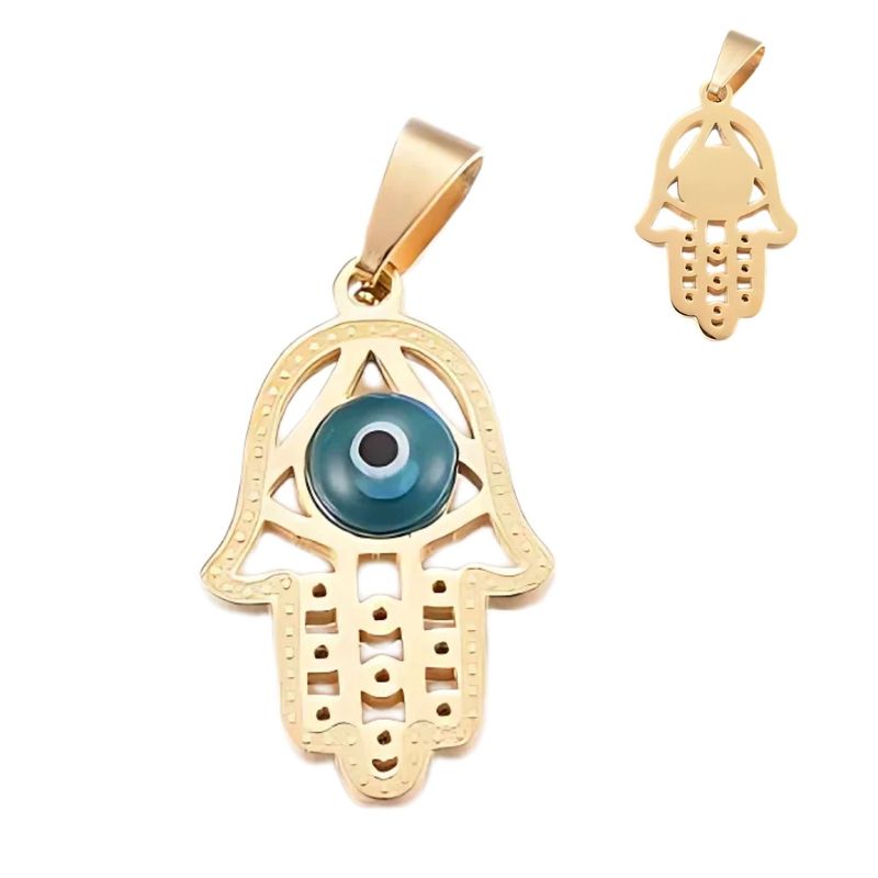 GP Stainless Steel Hamsa, 1pc, 24x15x2mm, Bail 7x5mm, Charms/Pendants, 3gms/0.11oz