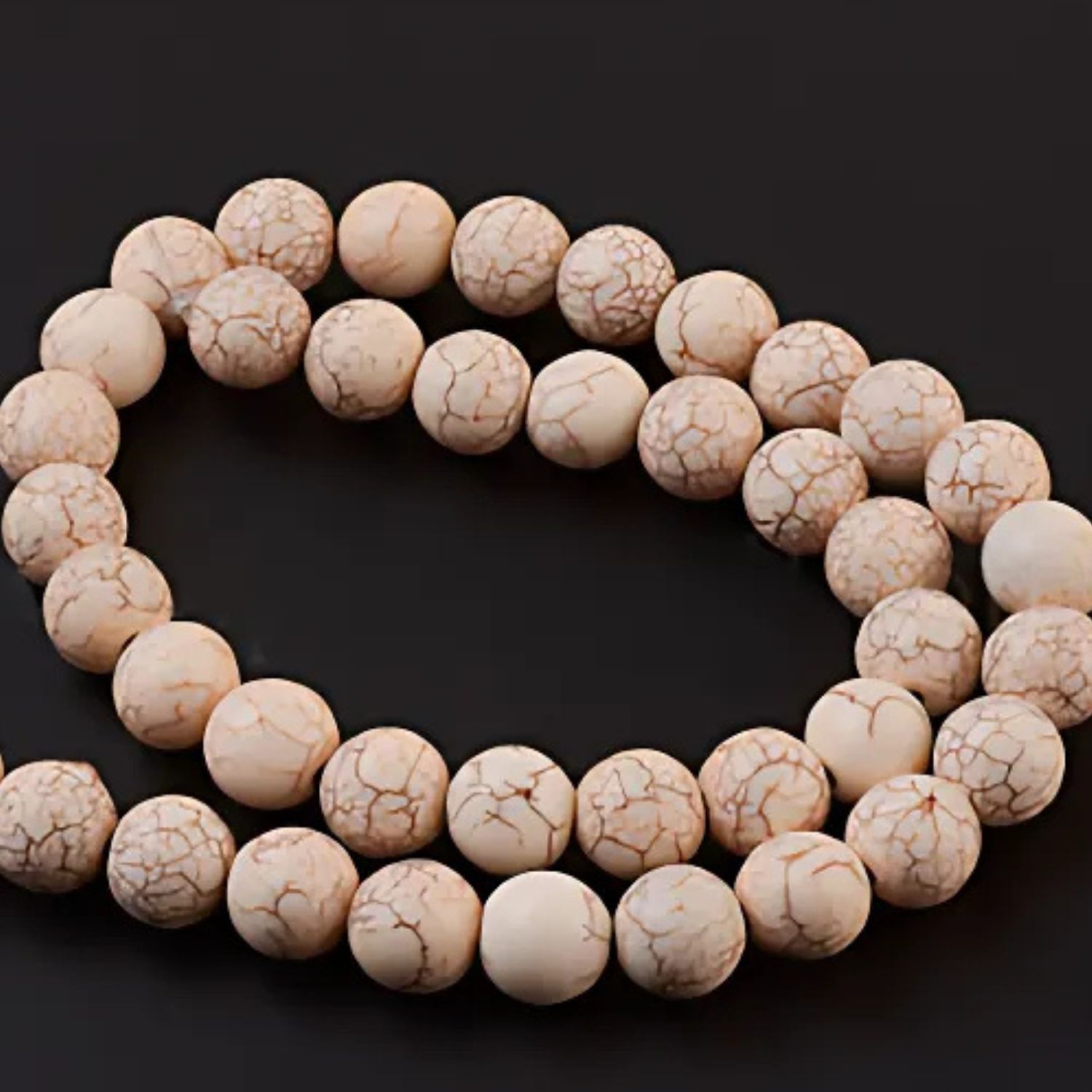 8mm Synthetic Magnesite, 15&#39;&#39; Strand, 50 Beads, Round, 1mm Hole, Gemstones, 32gms/1.13oz