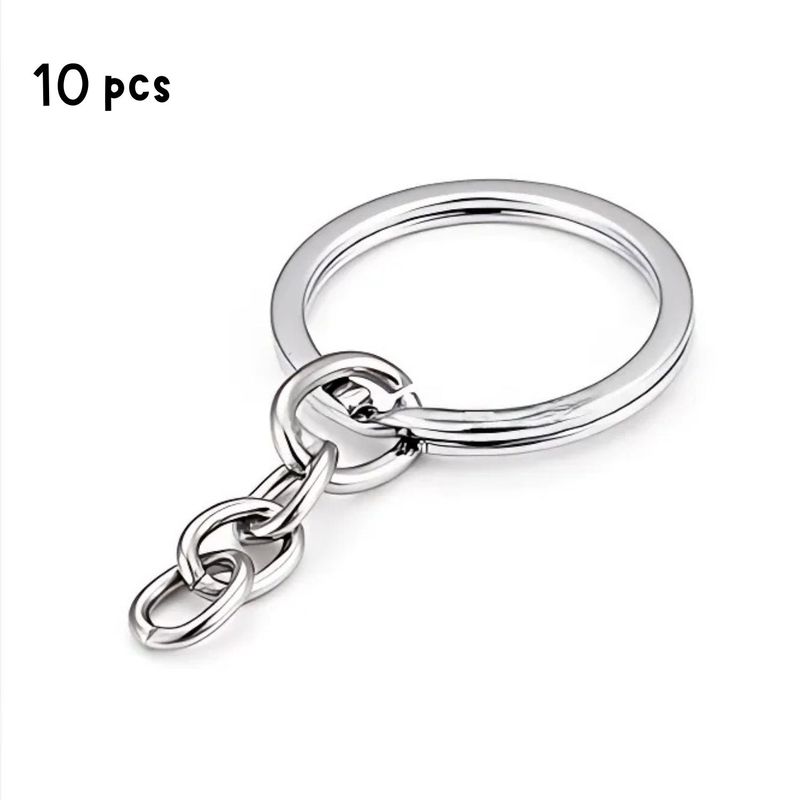 30mm Key Rings, Split Rings, 10pcs, Chain 1&quot;, Alloy Platinum Color, 50gms/1.76oz